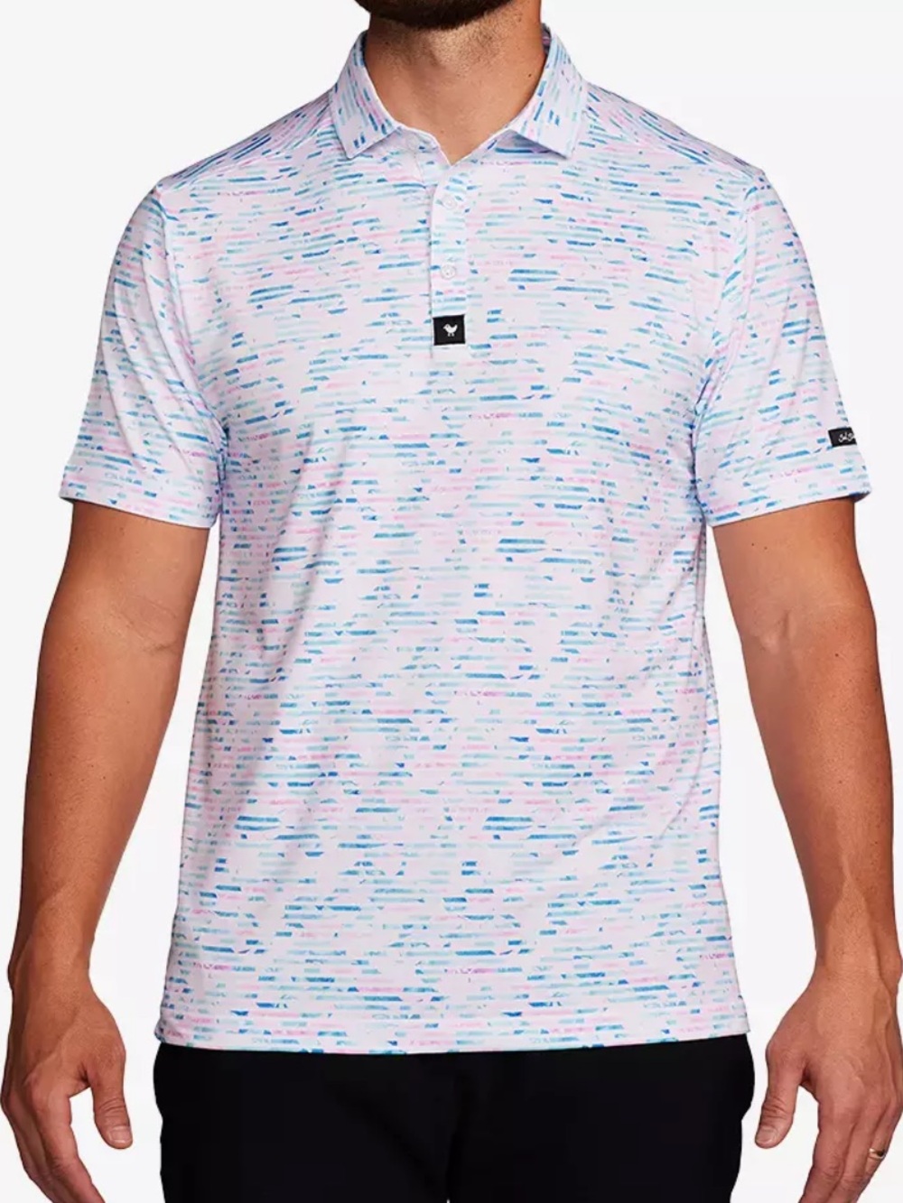 Bad Birdie Jet Stream Men's Short Sleeve Golf Polo Shirt 2XL XXL Pink Blue